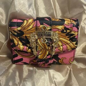Versace Jeans Collection Pink and Gold Baroque Clutch
